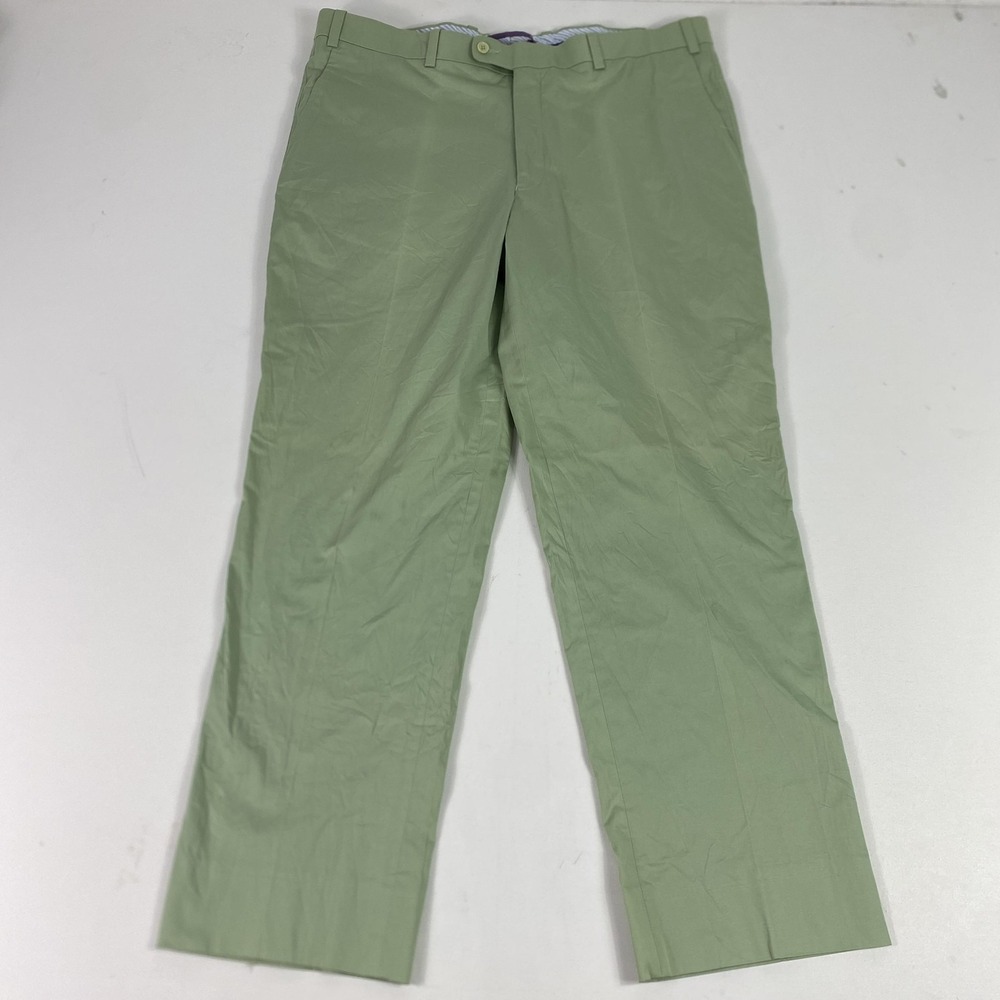 Aristo Yuma Pants Mens 40x32 Green Celadon Stretch‎ Chino Flat Front Casual